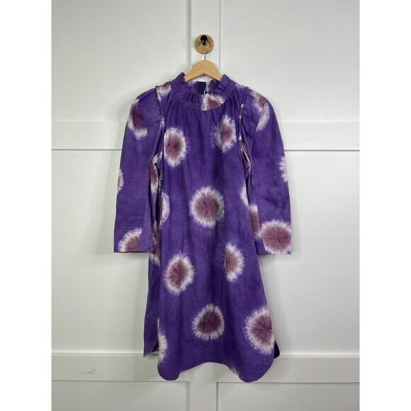 NEW Sea New York Tie Dye Tunic Long Sleeve Mock Neck Purple Mini Dress - Picture 2 of 7